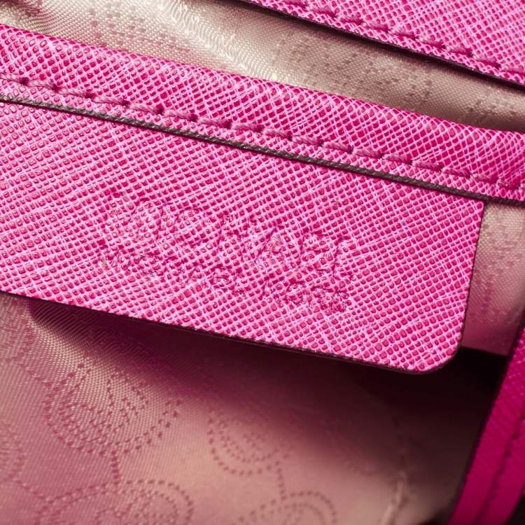 Pre Owned MICHAEL Michael Kors Fuchsia Leather Large Studded Hamilton North South Tote