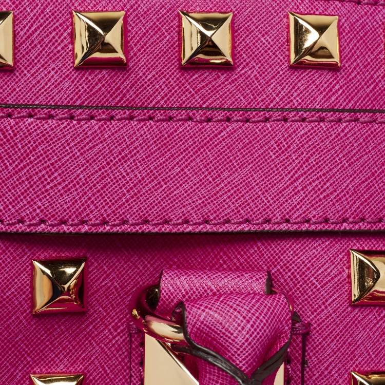 Pre Owned MICHAEL Michael Kors Fuchsia Leather Large Studded Hamilton North South Tote
