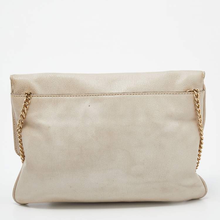 Pre Owned MICHAEL Michael Kors White Leather Sloan Chain Flap Shoulder Bag