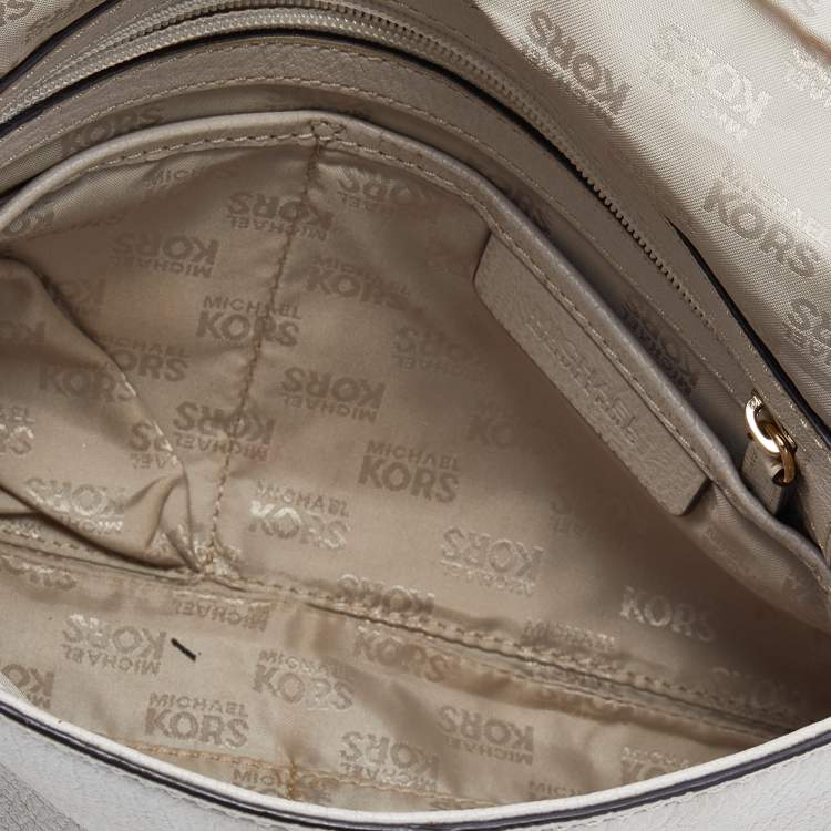 Pre Owned MICHAEL Michael Kors White Leather Sloan Chain Flap Shoulder Bag