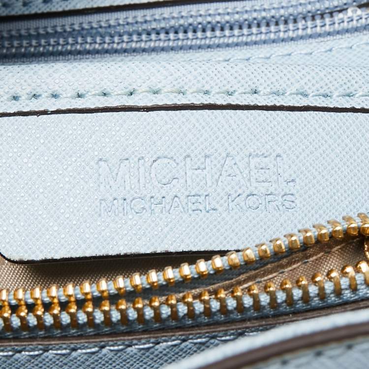 Pre Owned MICHAEL Michael Kors Light Blue Saffiano Leather Medium Cynthia Tote