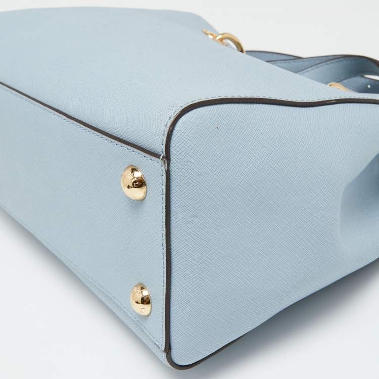 Pre Owned MICHAEL Michael Kors Light Blue Saffiano Leather Medium Cynthia Tote