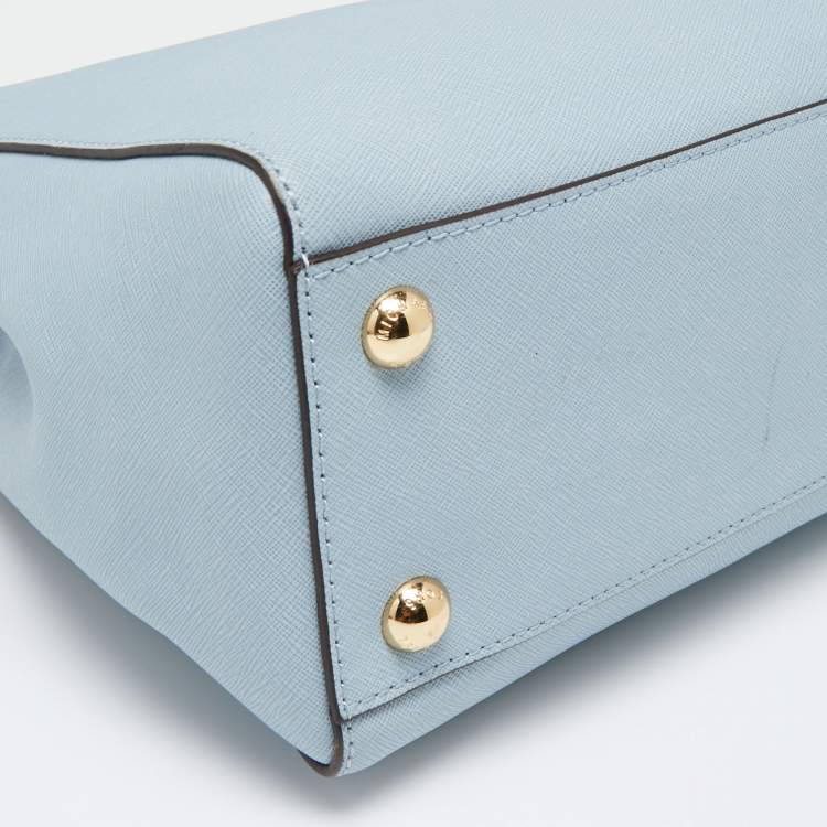 Pre Owned MICHAEL Michael Kors Light Blue Saffiano Leather Medium Cynthia Tote
