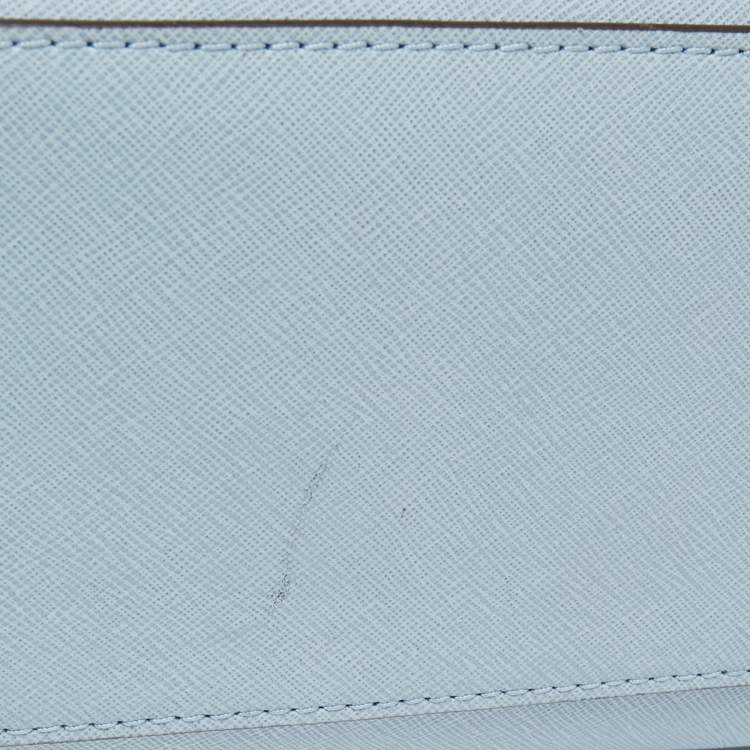 Pre Owned MICHAEL Michael Kors Light Blue Saffiano Leather Medium Cynthia Tote