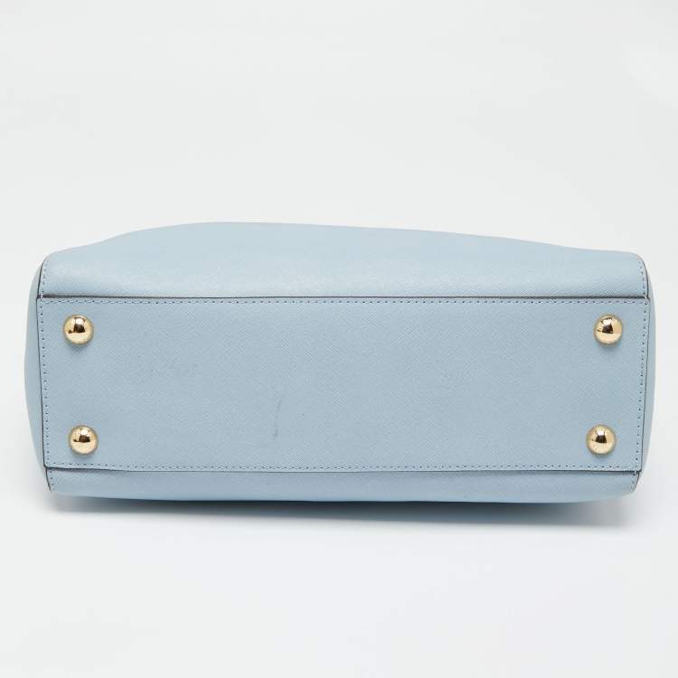 Pre Owned MICHAEL Michael Kors Light Blue Saffiano Leather Medium Cynthia Tote
