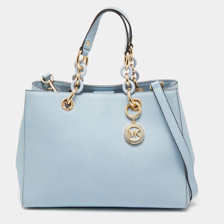 Michael Kors Blue White Stripe Tote Handbag Shoulder Bag Purse XL Carryall  | eBay