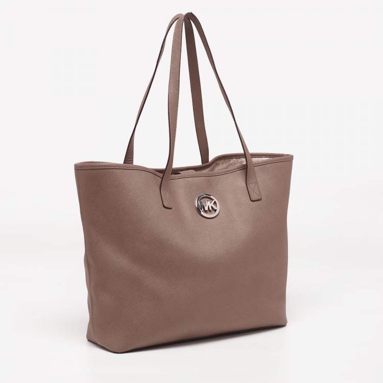 Pre Owned MICHAEL Michael Kors Brown Saffiano Leather Jet Set Travel Tote
