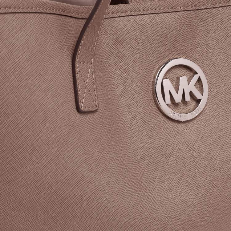 Pre Owned MICHAEL Michael Kors Brown Saffiano Leather Jet Set Travel Tote