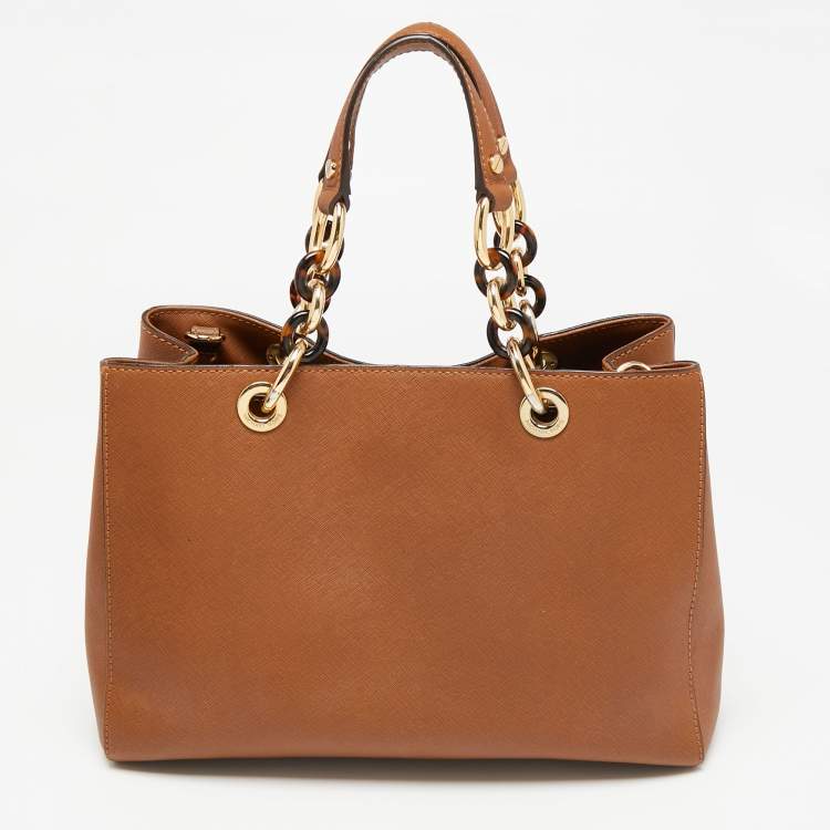 Pre Owned MICHAEL Michael Kors Brown Saffiano Leather Medium Cynthia Tote