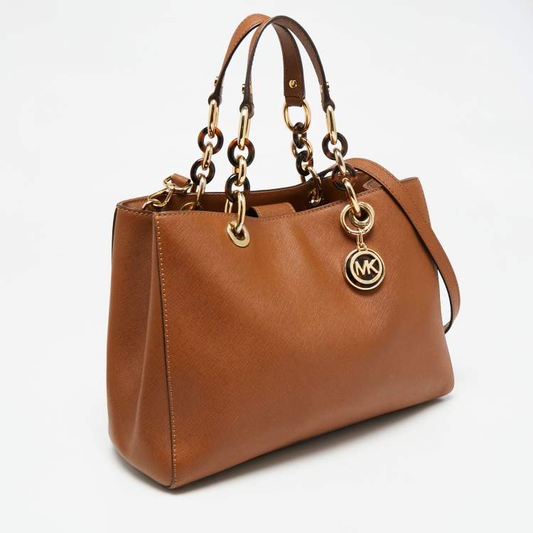 Pre Owned MICHAEL Michael Kors Brown Saffiano Leather Medium Cynthia Tote
