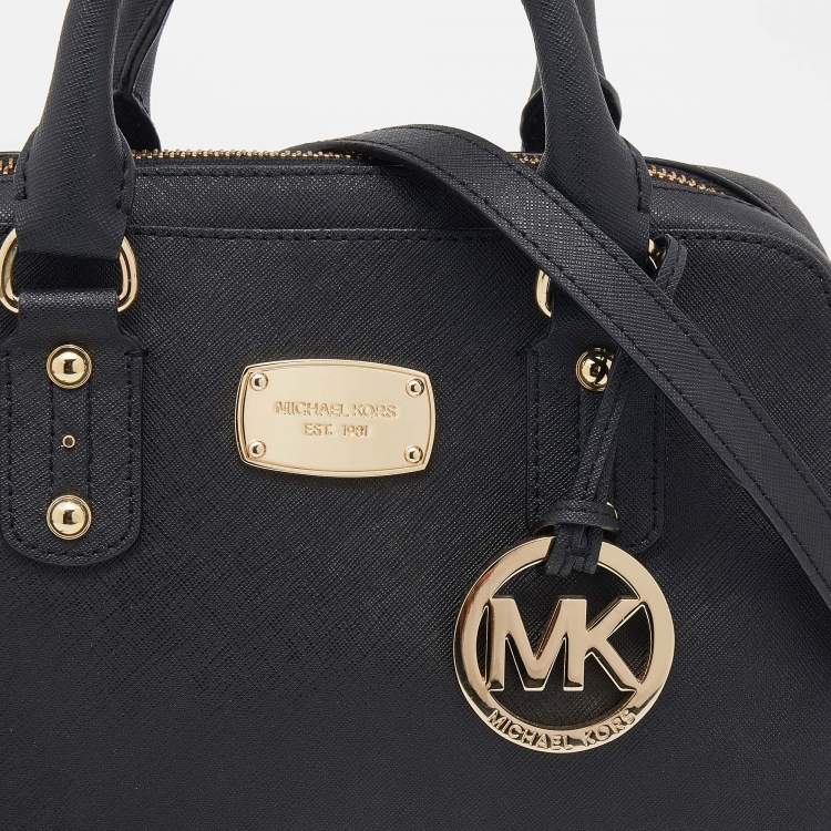 Pre Owned MICHAEL Michael Kors Black Leather Dome Satchel