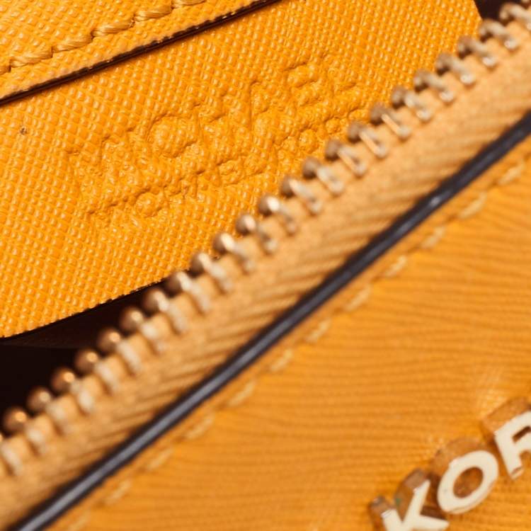 Pre Owned MICHAEL Michael Kors Yellow Leather Cindy Dome Crossbody Bag