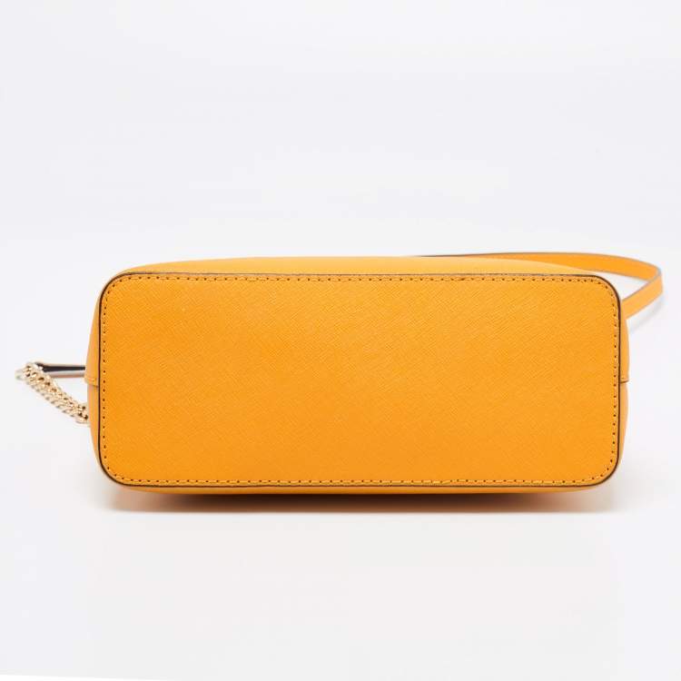 Pre Owned MICHAEL Michael Kors Yellow Leather Cindy Dome Crossbody Bag