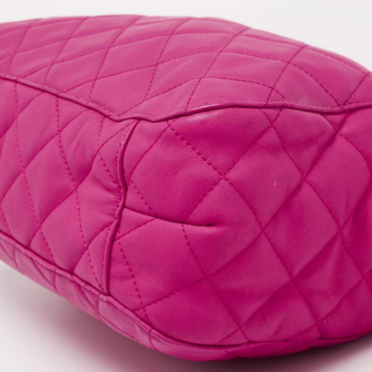 Pre Owned MICHAEL Michael Kors Neon Pink Quilted Leather Susannah Hobo