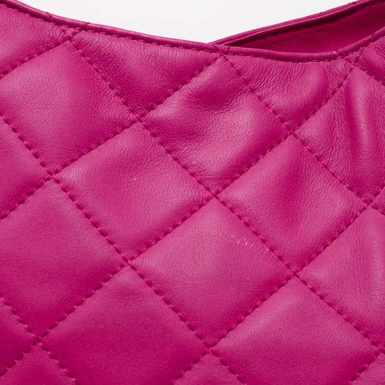 Pre Owned MICHAEL Michael Kors Neon Pink Quilted Leather Susannah Hobo
