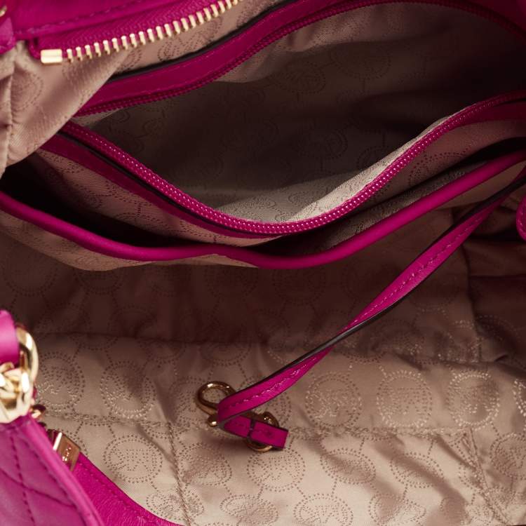 Pre Owned MICHAEL Michael Kors Neon Pink Quilted Leather Susannah Hobo