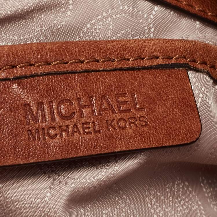 Pre Owned MICHAEL Michael Kors Brown Leather Studded Uptown Astor Hobo