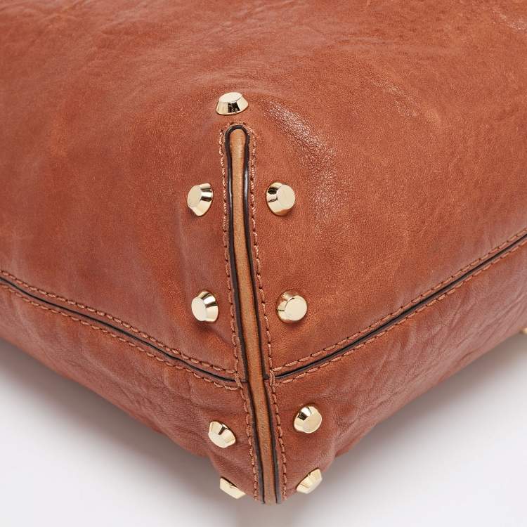 Pre Owned MICHAEL Michael Kors Brown Leather Studded Uptown Astor Hobo