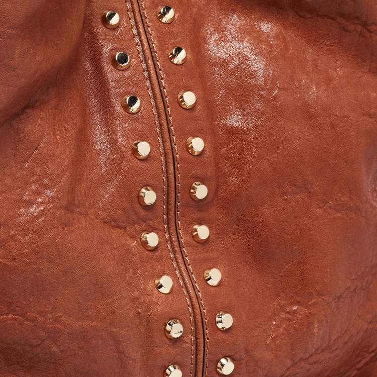Pre Owned MICHAEL Michael Kors Brown Leather Studded Uptown Astor Hobo