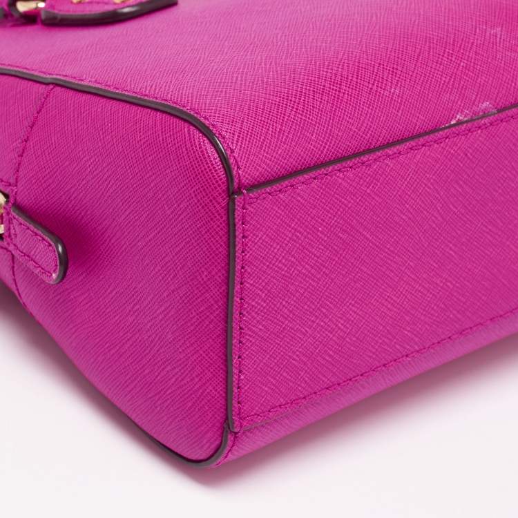 Pre Owned MICHAEL Michael Kors Fuchsia Leather Mini Cindy Satchel