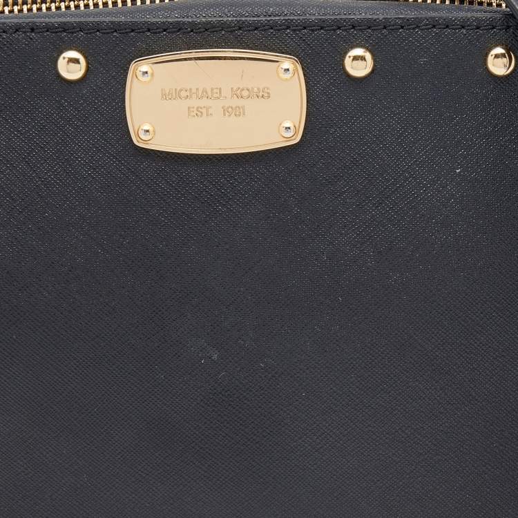 Pre Owned MICHAEL Michael Kors Black Leather Sandrine Stud Crossbody Bag