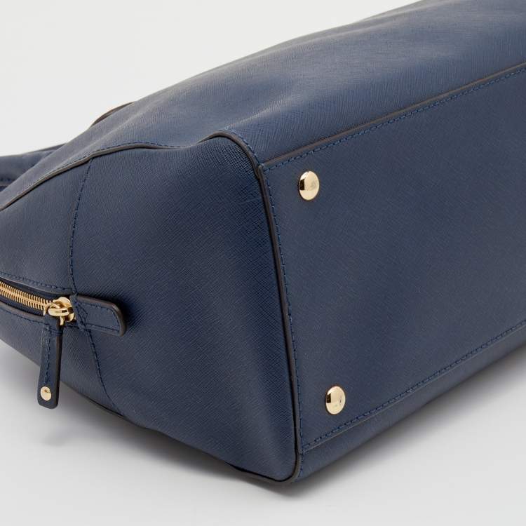 Pre Owned MICHAEL Michael Kors Navy Blue Saffiano Leather Cindy Dome Satchel