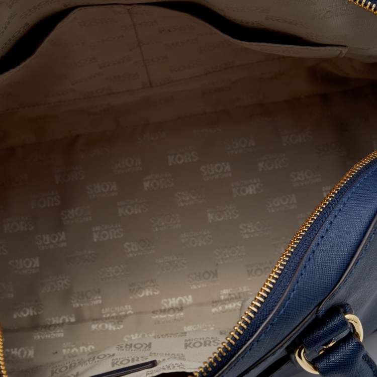 Pre Owned MICHAEL Michael Kors Navy Blue Saffiano Leather Cindy Dome Satchel