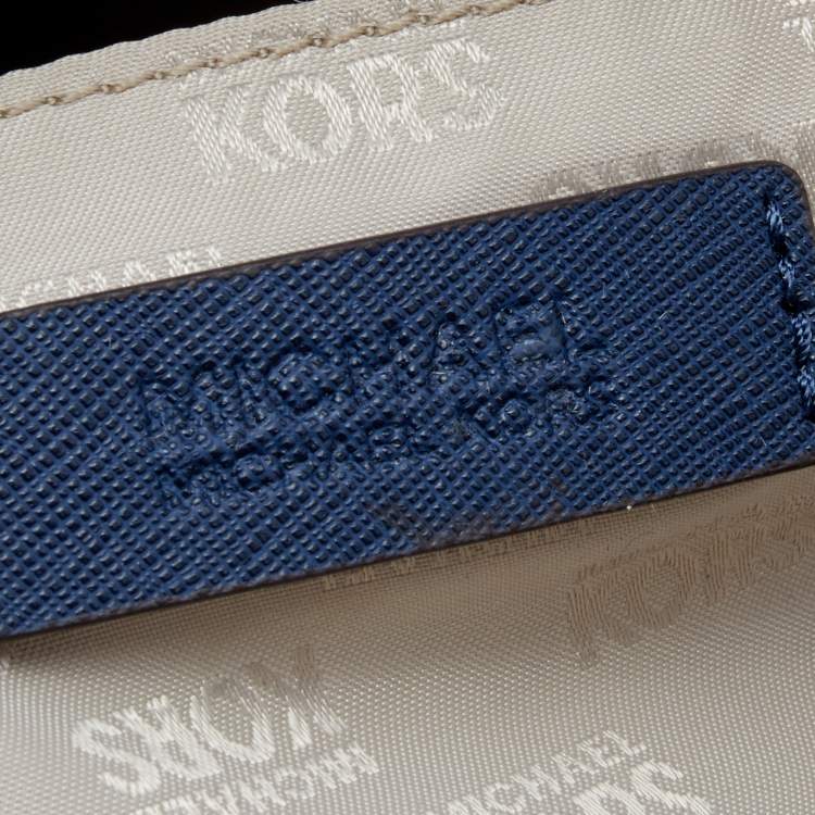 Pre Owned MICHAEL Michael Kors Navy Blue Saffiano Leather Cindy Dome Satchel