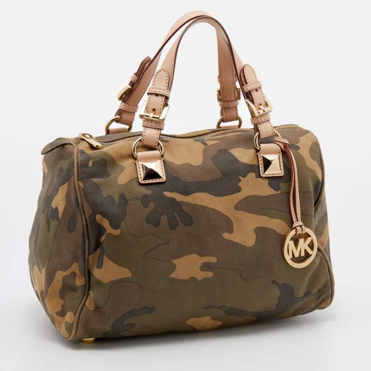 مملوكة مسبقًا MICHAEL Michael Kors Multicolor Camo Leather Grayson Satchel