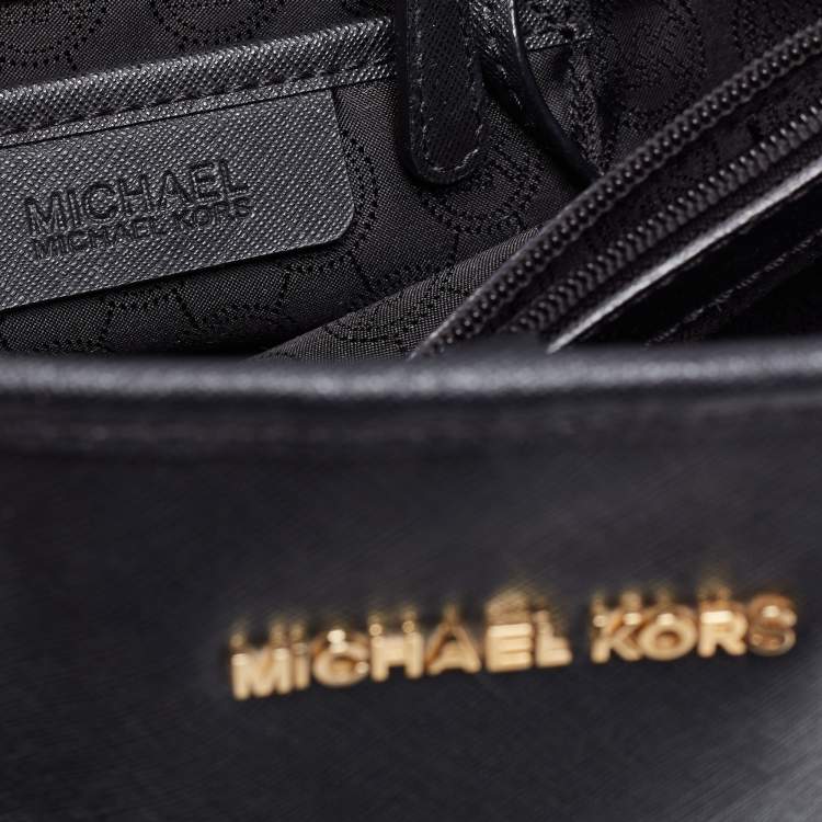 Pre Owned MICHAEL Michael Kors Black Saffiano Leather Large Jet Set Travel Tote