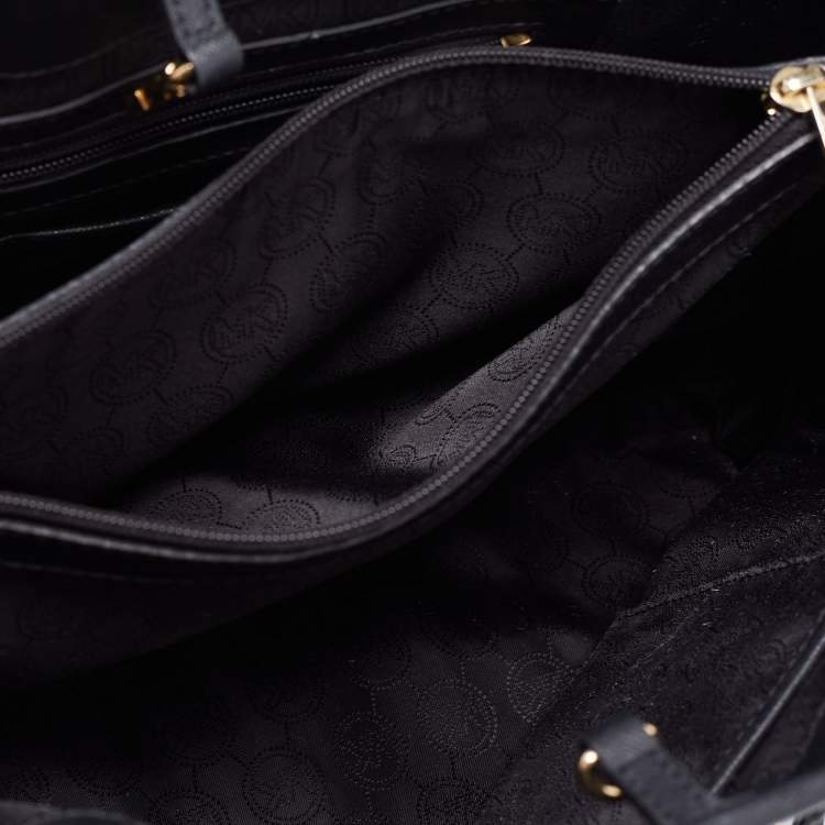 Pre Owned MICHAEL Michael Kors Black Saffiano Leather Large Jet Set Travel Tote