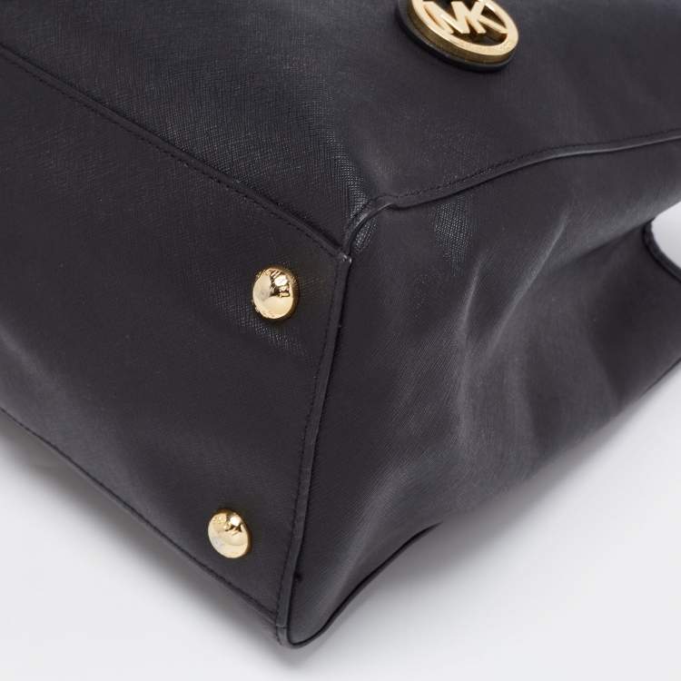 Pre Owned MICHAEL Michael Kors Black Saffiano Leather Large Jet Set Travel Tote