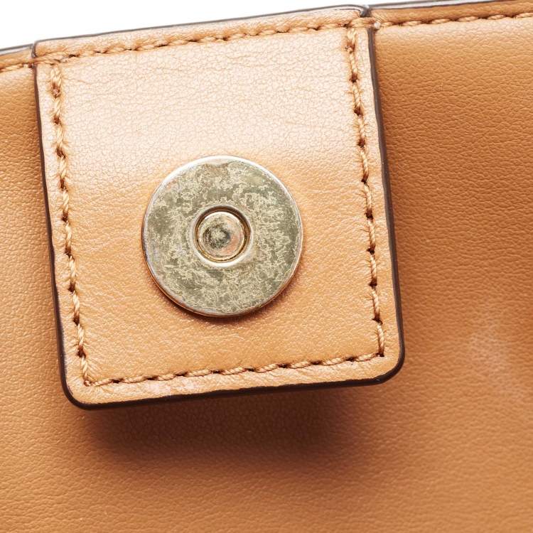 Pre Owned MICHAEL Michael Kors Vanilla/Tan Signature Coated Canvas and Leather Hayley Tote 