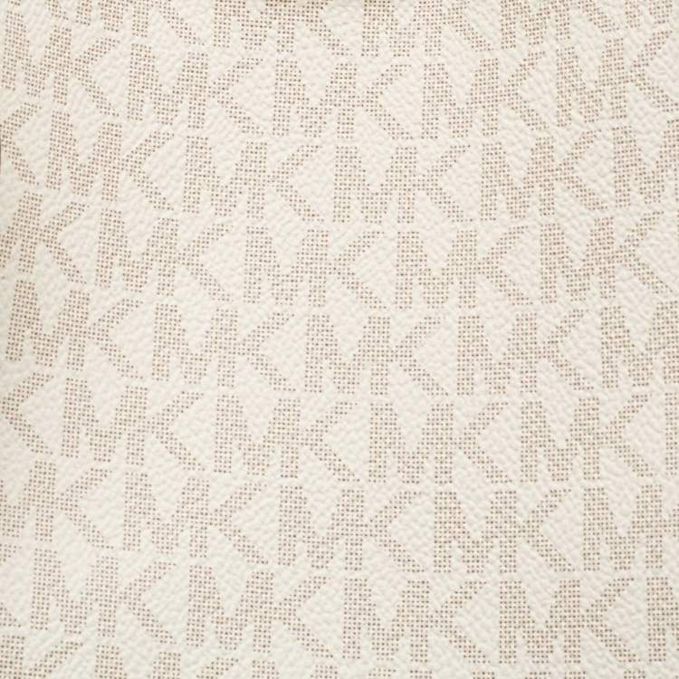 Pre Owned MICHAEL Michael Kors Vanilla/Tan Signature Coated Canvas and Leather Hayley Tote 