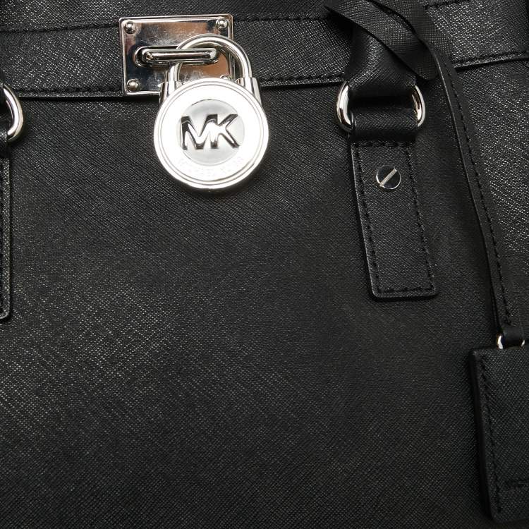 Pre Owned MICHAEL Michael Kors Black Leather Large Hamilton North South Tote