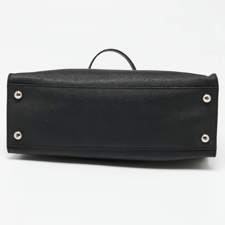 Pre Owned MICHAEL Michael Kors Black Leather Large Hamilton North South Tote