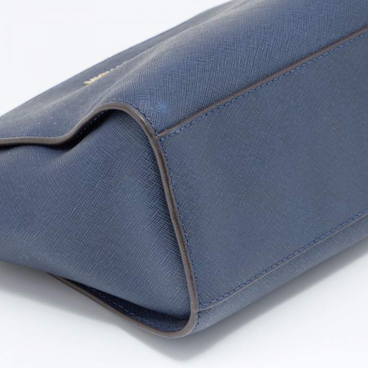 Pre Owned MICHAEL Michael Kors Blue Saffiano Leather Small Selma Crossbody Bag