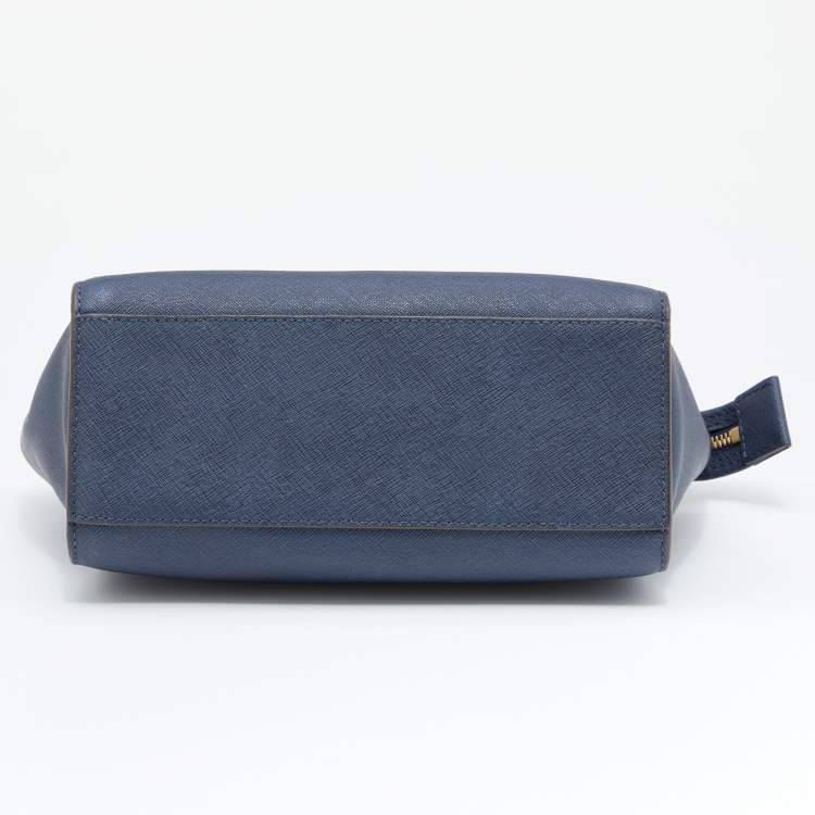 Pre Owned MICHAEL Michael Kors Blue Saffiano Leather Small Selma Crossbody Bag