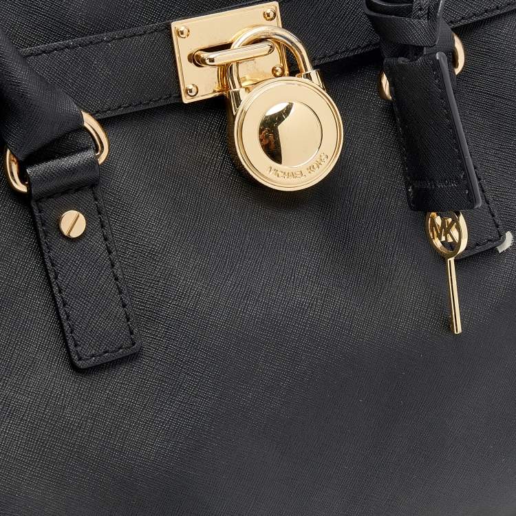 مملوكة مسبقًا MICHAEL Michael Kors Black Leather Large East West Hamilton Tote