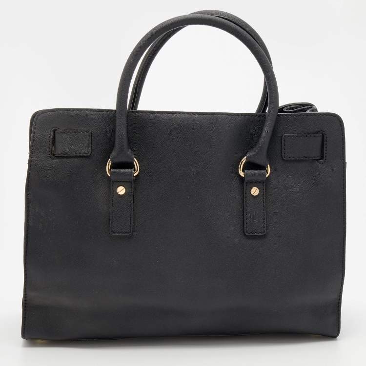 مملوكة مسبقًا MICHAEL Michael Kors Black Leather Large East West Hamilton Tote