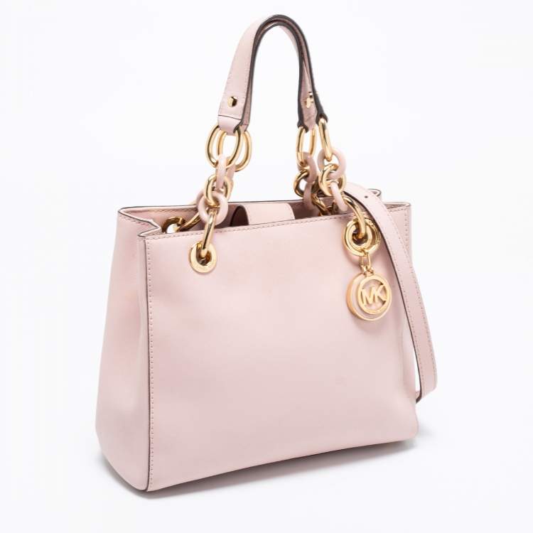 Pre Owned MICHAEL Michael Kors Pink Leather Small Cynthia Tote