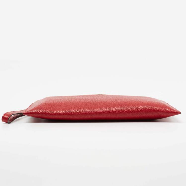 Pre Owned MICHAEL Michael Kors Red Leather Wristlet Clutch