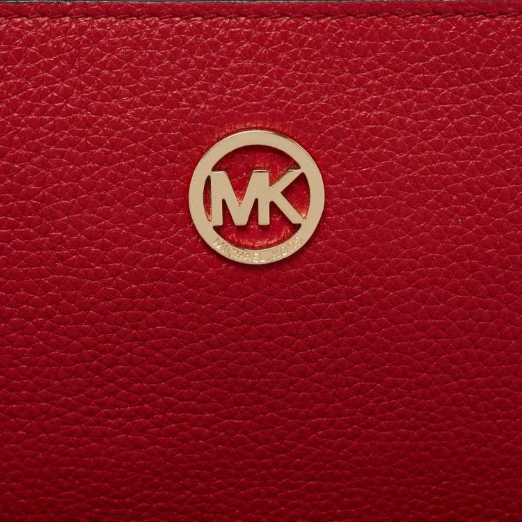 Pre Owned MICHAEL Michael Kors Red Leather Wristlet Clutch