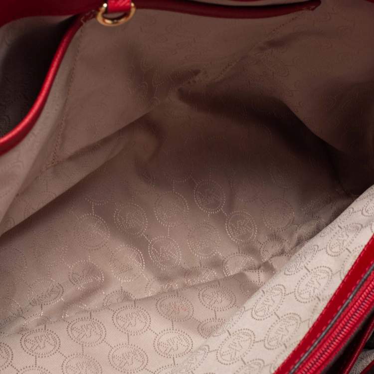 Pre Owned MICHAEL Michael Kors Red Leather Jet Set Tote