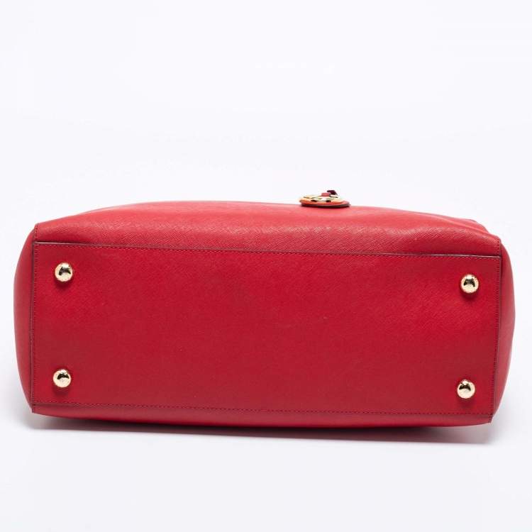 Pre Owned MICHAEL Michael Kors Red Leather Jet Set Tote
