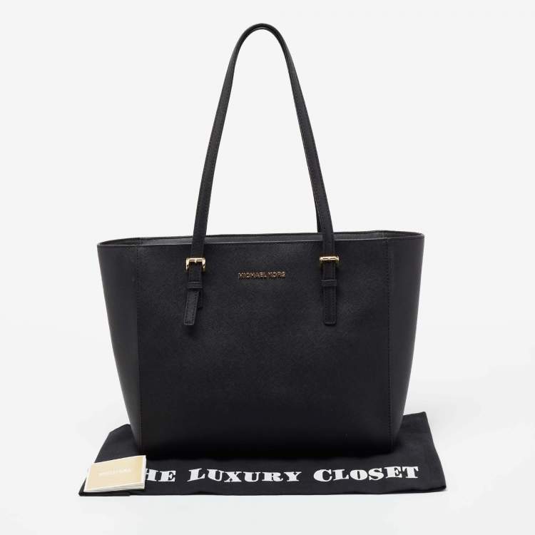 Pre Owned MICHAEL Michael Kors Black Leather Jet Set Tote