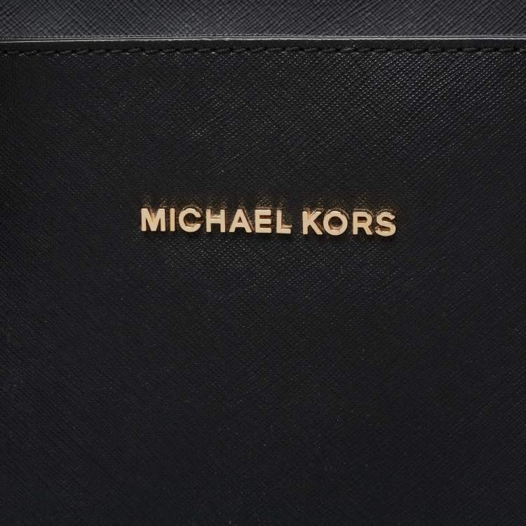 Pre Owned MICHAEL Michael Kors Black Leather Jet Set Tote