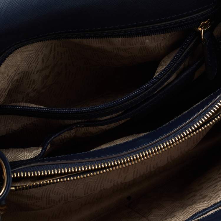 Pre Owned MICHAEL Michael Kors Navy Blue Leather Portia Top Handle Bag