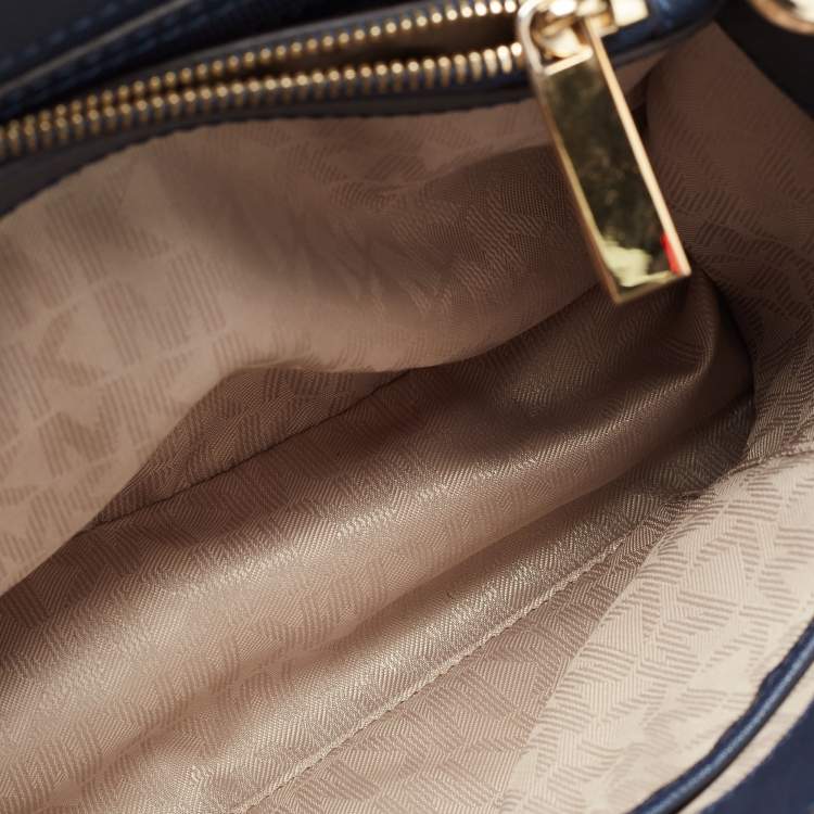 Pre Owned MICHAEL Michael Kors Navy Blue Leather Portia Top Handle Bag