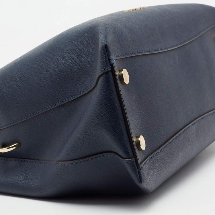 Pre Owned MICHAEL Michael Kors Navy Blue Leather Portia Top Handle Bag